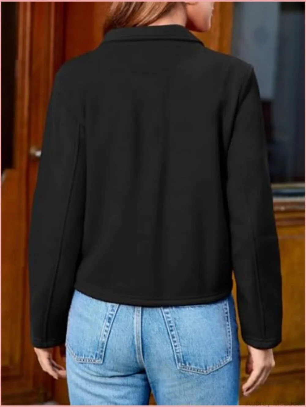Cropped Blazer Double Breasted Open Front Long Sleeve Casual Business Jacket